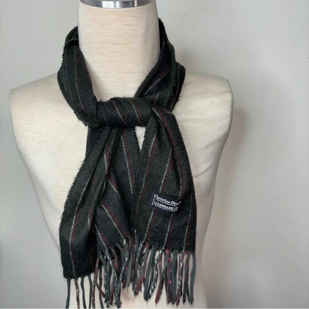 Vintage Christian Dior Scarf Stripe Cashmaire 12
